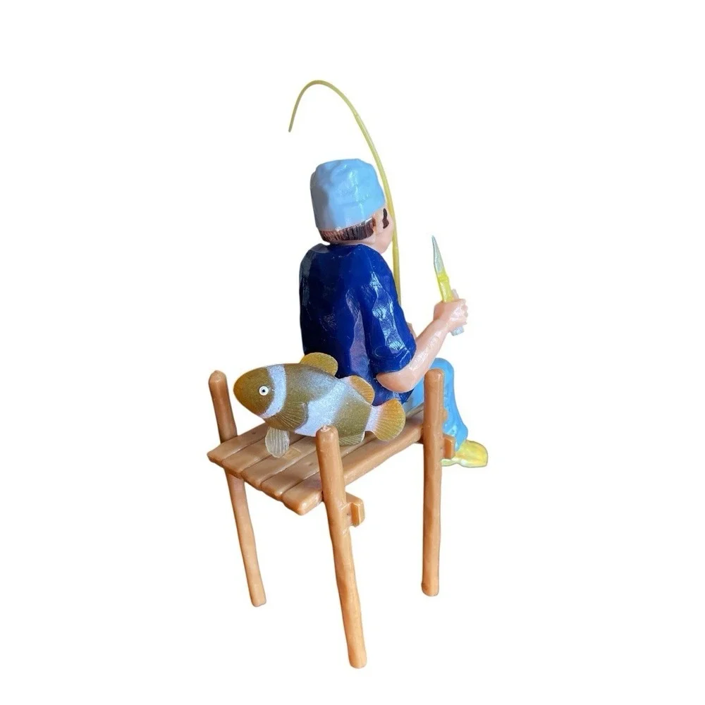 4 Wilton Cake Toppers Cowboy Man on Pier Old‎ Man Fishing Boot Baseball Player
